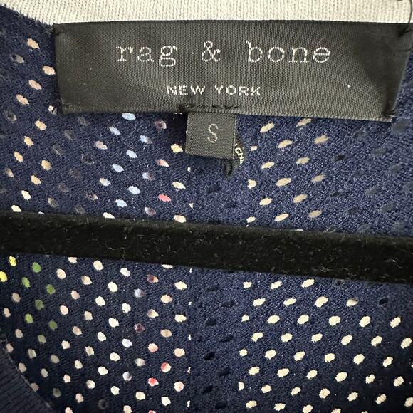 Rag & Bone Nautical Striped Mini Dress Perforated Women's Navy White Size Small - Picture 4 of 5